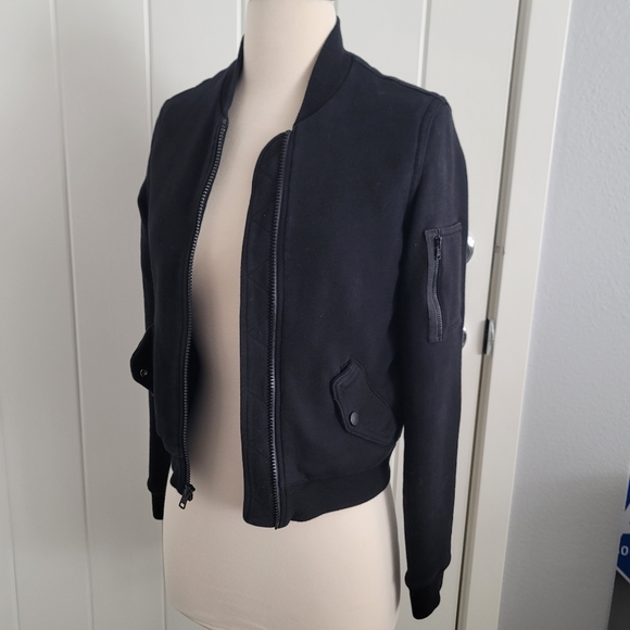 JAMES PERSE Brushed Fleece Bomber Jacket Size 1 Black - Picture 3 of 7